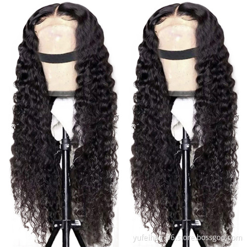 Wholesale 8-40 Inch Transparent HD Swiss 13X4 Lace Front Wig With Baby Hair Deep Wave Human Hair Wig